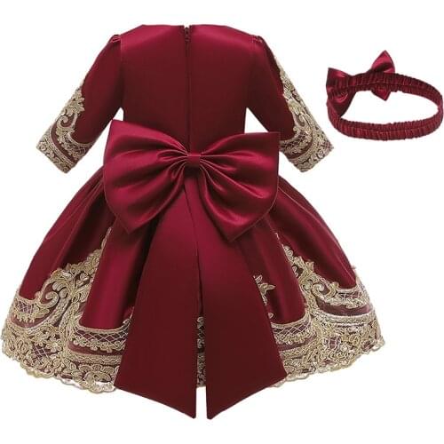 New Christmas Embroidery Girls Dresses Flower Wedding Grown Tutu Princess Dress Baby Children Party Evening Newborn Vestidos