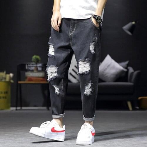 New Mens Hole Jean Homme Sweatpants Jeans Casual Autumn Male Men Jeans Skinny Trousers Baggy Biker Outwears Denim Pants