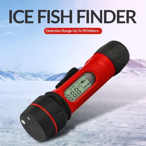 New type of ice fishing fish finder 0.8-90m depth digital handle sensor bait light sonar wireless fish finder temperature sensor