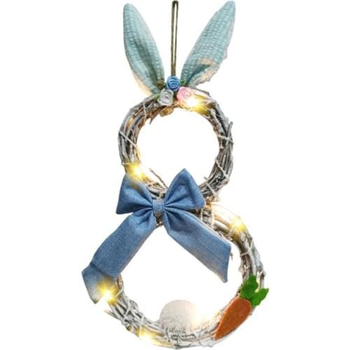 Easter Decoration DIY Flower Wreath Front Door Wreaths 1PC Wall Hanging Ornament LED Window Props 2021 Durable Garland Gifts