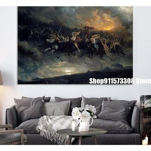 Peter Nicolai Arbo Wild Hunt Art Print Poster oil paintings canvas For Home Decor Wall Art