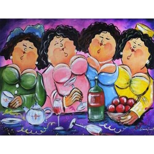 Full Square/round Drill Fat Ladies 5d DIY Diamond Painting fashion Women cartoon Handicraft Embroidery with diamond puzzle E1622