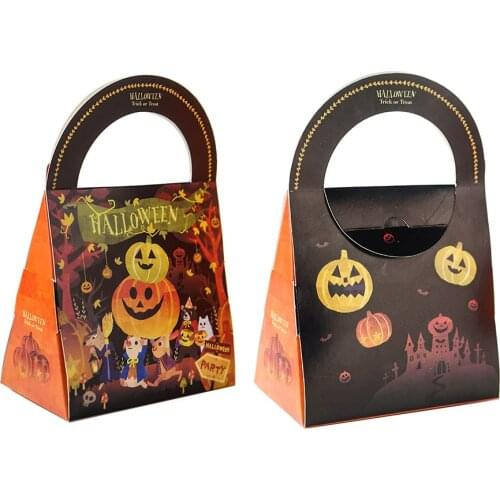 Portable Halloween Candy Packaging Cox Biscuits Haloween Nougat Candy Box Tote Bag Happy Halloween Party Decor For Kids 2021