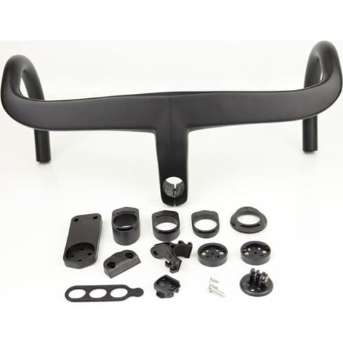 Road Bike Handlebar Carbon Intergrated Handle Bar For 28.6mm Fork Steer With Computer Mount Bend Bars 400 420 440mm Length Parts