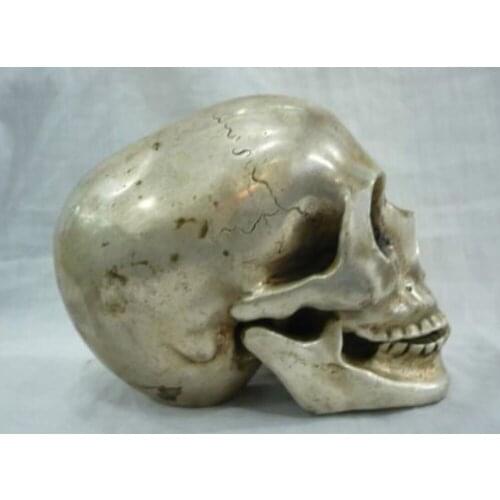 Collectable tibet silver skull statue deaths head netsuke Free shipping