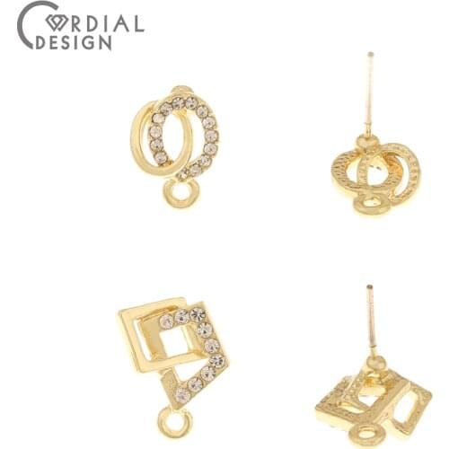 Cordial Design 100Pcs Jewelry Accessories/Earring Findings/Hand Made/Geometry Shape/DIY Jewelry Making/Rhinestone Earrings Stud