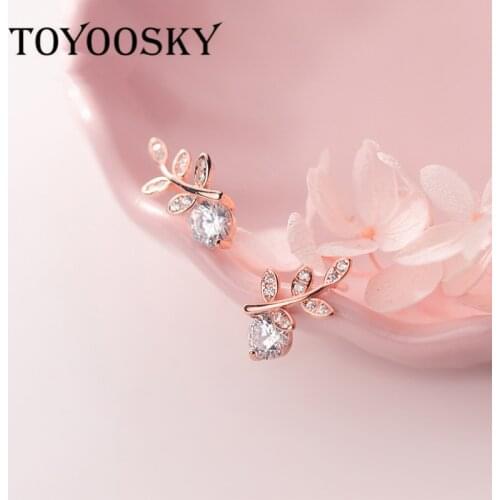 100% 925 Sterling Silver Sparkling Clear CZ Tree Branch Pierced Stud Earrings For Women Creative Lady Fashion Jewelry