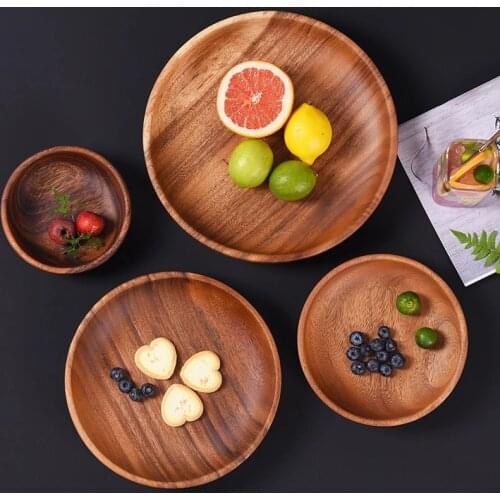 Round Shape Bamboo Plate Tea Tray Candy Fruit Dishes Dessert Dinner Bread Plate Food Storage Saucer