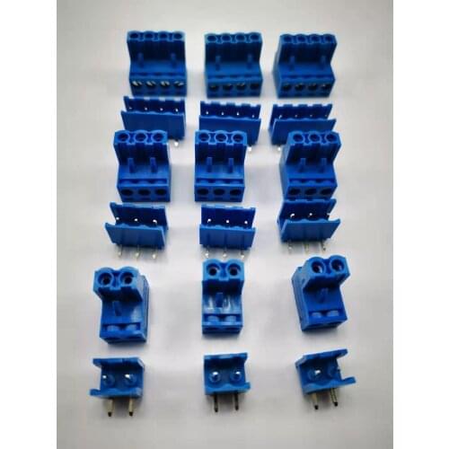 Blue plug type terminal distance 5.08mm bent pin male and female 2p-10p pcb terminal