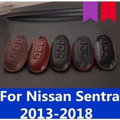 Key bag modified special leather car remote control key protector key button shell car Accessories For Nissan Sentra 2013-2018