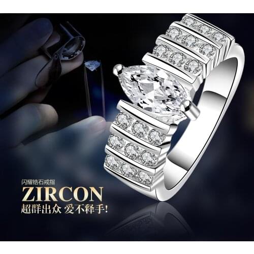 Three rows of zircon Ring Silver plated color Rings For Women Jewelry jewellery Anel Anillos Aneis Bague Anelli LOVE GIFT