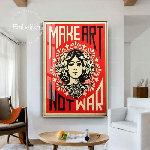 Embelish Modern Home Decor Wall Art Pictures Make Art Not War Series Artworks Living Room HD Spray On Canvas Oil Painting Poster