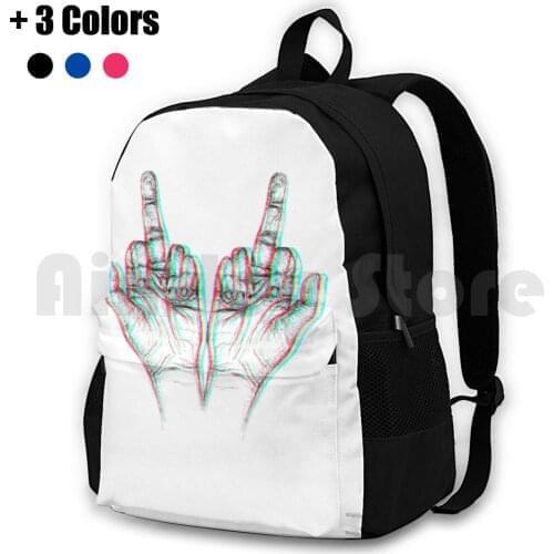 Middle Fingers Outdoor Hiking Backpack Waterproof Camping Travel Middle Finger Hand Graphic Design Rgb Fun Mirror Flip Off