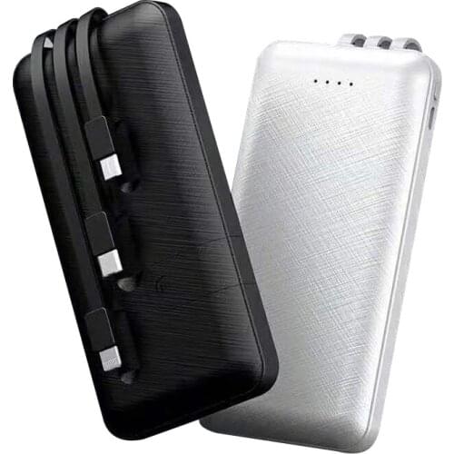 Power Bank 30000mAh Portable Charger External Battery Built in Cables Powerbank Fast Charging PowerBank With Moble Phone Bracket