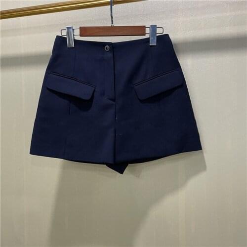 Women High Waist Suit Shorts New 2021 Autumn Office Lady Shorts with Pocket Fashion