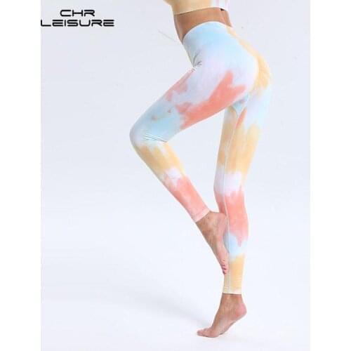 CHRLEISURE Leggins Sport Fitness Tie Dye Print Leggings High Waist Sports Women Push Up Workout Butt Lift Leggings