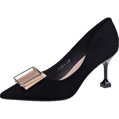 Sexy womens shoes 2020 spring new fashion shallow mouth womens shoes comfortable wild square button stilettos