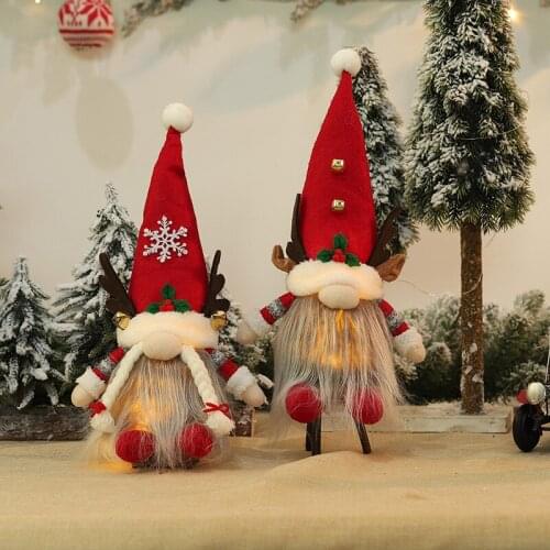 1pc/2pcs Illuminated Cartoon Christmas Santa Claus Doll Toy Home New Year Party Table Decor Christmas Window Display Ornaments
