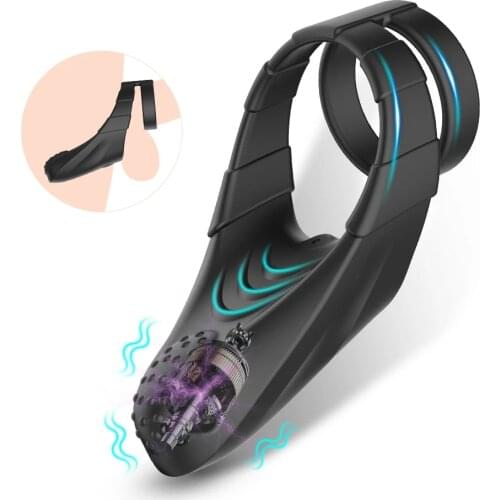 10 Frequency Vibrating Penis Massager Ring for Men Male Masturbator Scrotum Delay Ejaculation Long-Lasting Trainer Sex Toys