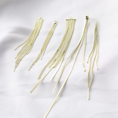 Joker alloy long tassel elegant round flat chain earrings accessories diy handmade earrings jewelry materials 2pcs