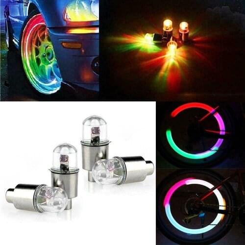 4pcs Car Auto Wheel Tire Decoration Lights Tyre Air Valve Stem LED Lamps Cap Cover Exterior Accessories Top