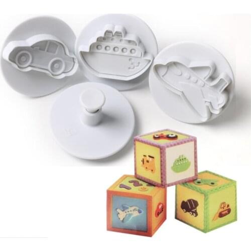 4PCS/set Airplane, Vehicle,Tank, Car Shape Plastic Biscuit Cookie Cutters Fondant Pastry Mold Cake Decorating Tools Candy Molds
