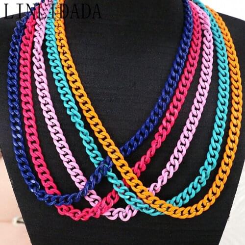 5Pcs, Popular 35 + 5cm Neon Chain Chokers for Women Men Hip Hop Necklace Adjustable On The Neck Fashion Jewelry Gifts