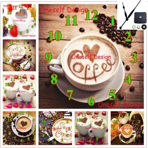 5d diamond embroidery full clock coffee diamond painting with Mechanical clock diamond mosaic sale decortion home wall sticker