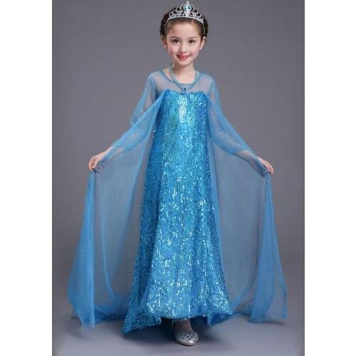 ABGMEDR Brand New Arrival Children Girls Sequins Dress Kids Cloak Princess Elsa Queen Cosplay Dress Child Christmas Clothing