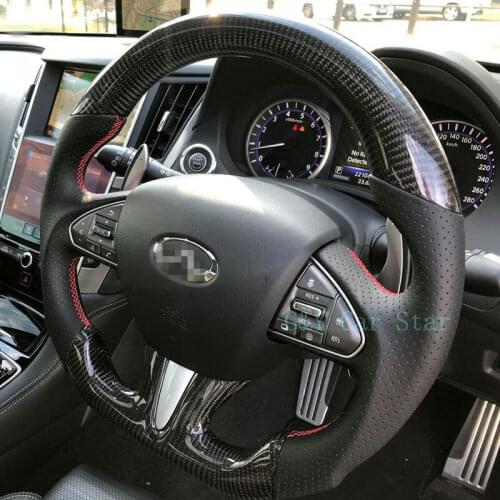 Promotion 100% Real Carbon Fiber Leather Steering Wheel For Infiniti Q50 Q50L