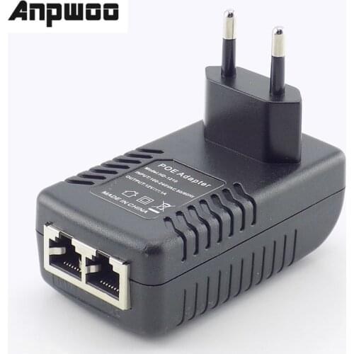 ANPWOO 12V 1A POE Injector Wall Plug POE Switch Power Supply Adapter Wireless Ethernet Adapter For IP Camera CCTV US/EU Plug G16