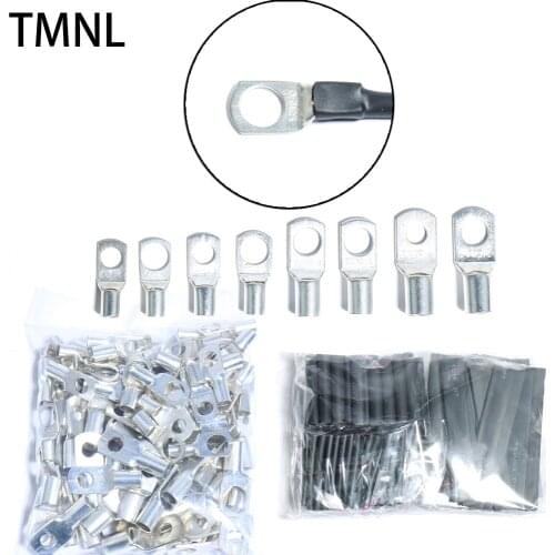 Car Auto Copper Ring Wire Crimp Bare Battery Terminals Soldered Kit Series Bolt Hole Tinned eye Cable lugs SC Connector Electric