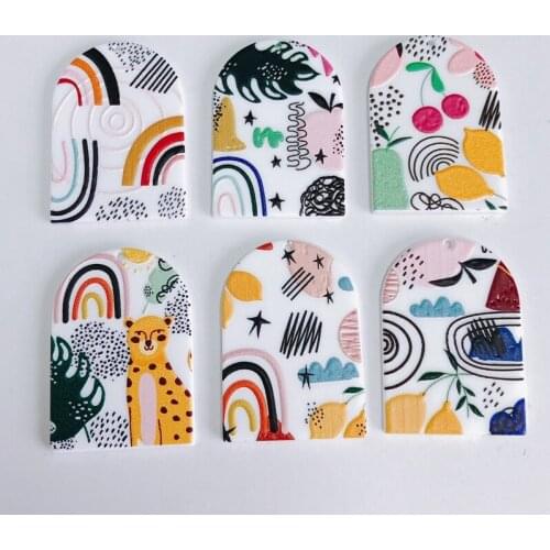 Free Shipping 30pcs 40*28mm Floral Cute Art Painting Embossed Resin Charms Ornament Accessories Necklace Earring Pendants