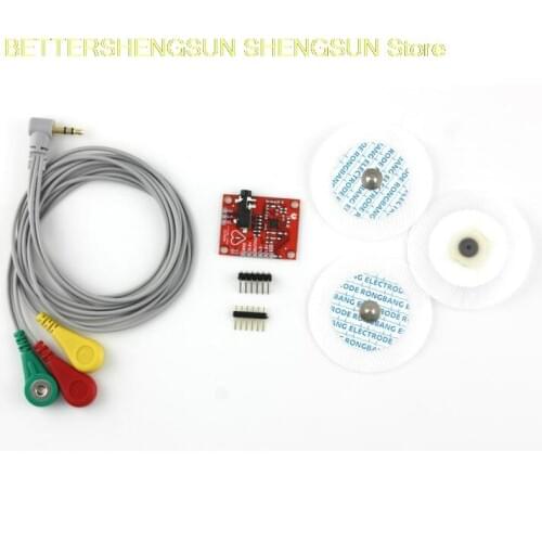 Free shipping Electrocardiogram AD8232 pulse heart electrocardiogram Monitoring sensor module kit
