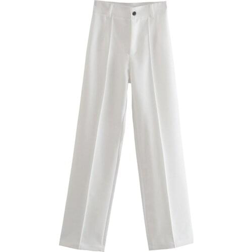 Zoki Casual Chic Pants Women Office Wear Elegant Solid Straight High Waist Zipper Female Trousers Mujer Autumn Fashion New 2021