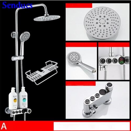 Senducs Digital Shower Set with Solid Brass Bathroom Shower System High Quality Chrome Bathroom Thermostatic Shower Set