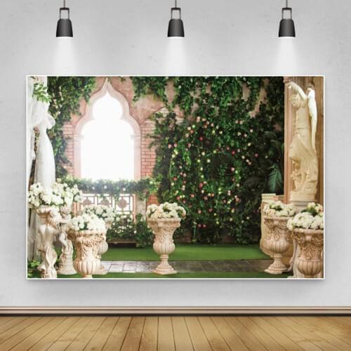 Laeacco Vintage Garden Photographic Backdrops For Wedding Arch Door Flowers Plant Portrait Photography Backgrounds For Photozone