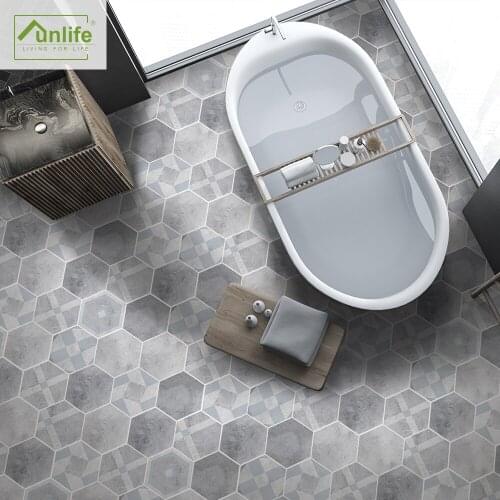 Funlife Hexagon Tile Stickers Wall Stickers Floor Sticker Easy to Clean Peel & Stick decals for Hotel Furniture Bathroom Kitchen