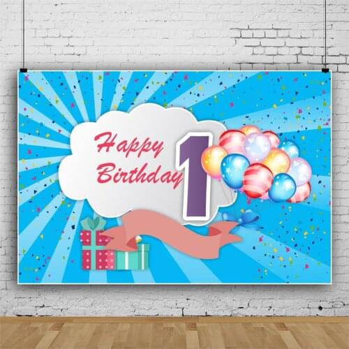 Blue Theme Balloons Cake Smash One Birthday Photo Background Newborn Baby Shower Family Party Dessert Table Decor Backdrop Vinyl