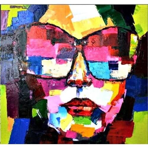 Canvas painting Handpainted Modern Abstract Oil painting Lady with Glassed On Canvas Portraits Wall Pictures Wall Art Pictures