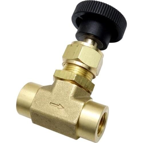 1/4" NPT Female Brass Needle Valve Flow Control 3000 PSI Plumbing Propane Gauge