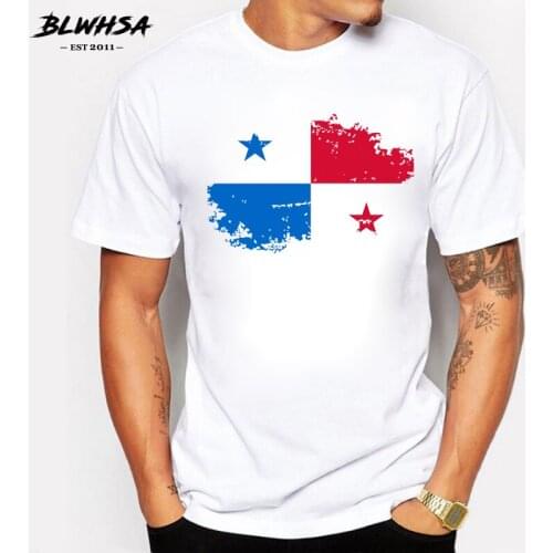 BLWHSA Panama Flag Men T shirt Fashion Short Sleeve Cotton Brand Design Nostalgia T-shirts Hip hop Panama Fans Cheer Tees