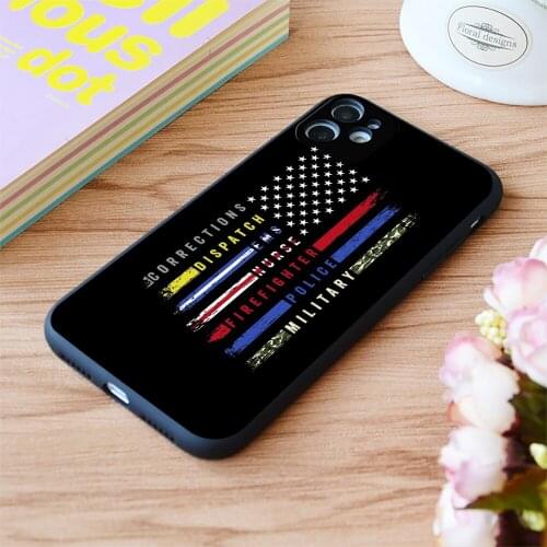 For iPhone First Responders Hero Flag Usa Print Soft Matt Apple iPhone Case 6 7 8 11 12 Plus Pro X XR XS MAX SE