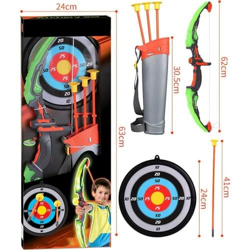 Light Up Archery Bow and Arrow Toy Set for Boys Girls With 3 Suction Cup Arrows