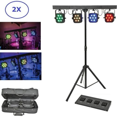 Led Par Kit 4Pcs 7x10W 4IN1 RGBW Led Slim Flat Par Lights With Light Stand DMX Bar Foot Controller Bag Package Set For Data Show