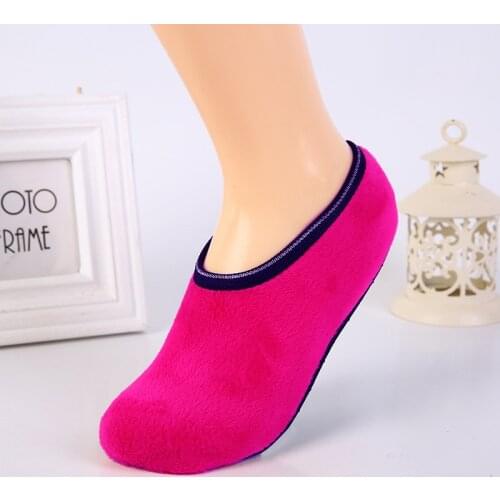 Women Winter Warm Thicken Home Bed Socks Fashion Pure Color Non Slip Short Socks Elastic Floor Slipper Home Floor Socks