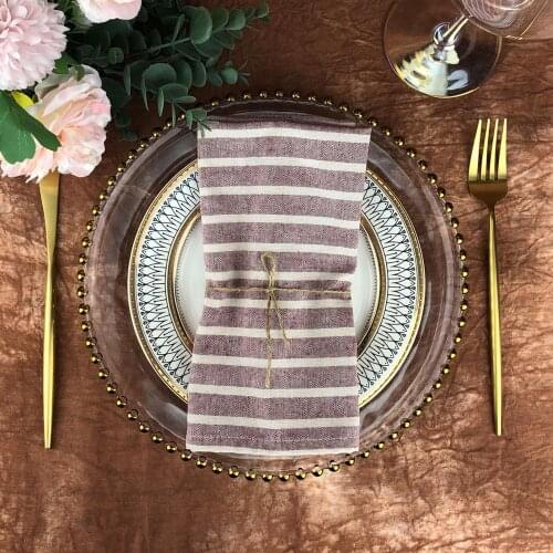 Striped Cloth Napkins Set of 12 pcs 17 x 17 inches cotton linen Napkins Dinner table Napkins