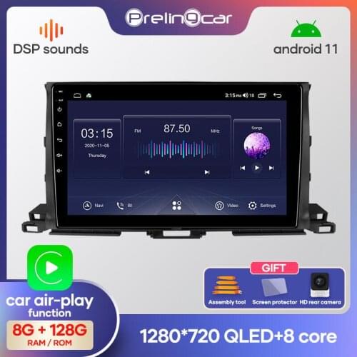 Prelingcar Android 9.0 NO DVD 2 Din Car Radio Multimedia Video Player Navigation GPS For Toyota Highlander 2014 15 16 17 2018 4G