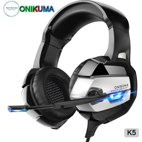 ONIKUMA K5 USB+3.5mm Head-Mounted Wired Headset Mobile Computer Gaming Headset Light-Up with Microphone for PS4 Headset