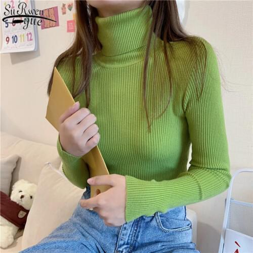 Solid Casual Vintage Pullovers 15 Colors Autumn and Winter New Long Sleeve Sweater Women Turtleneck Womens Knitwear 10978